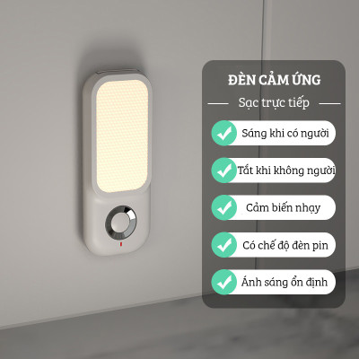 Đèn Ngủ Cảm Ứng Thông Minh Sử Dụng Pin Sạc FEIDASH TB-38SL - Cảm Ứng Nhạy Bén Khi Có Chuyển Động - Chiếu Sáng Đa Chức Năng, Có Thể Cầm Tay Sử Dụng Như Đèn Pin - Sạc Bằng Cáp Sạc USB-C Và Sạc Không Dây Qua Đốc Sạc Adapter 