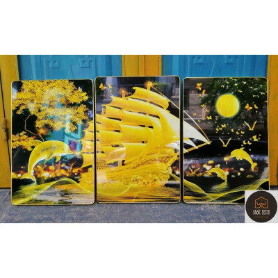 Tranh tráng gương RẺ VÔ ĐỊCH, xả combo 3 tranh cỡ vừa 30x40cm, 40x60cm có móc treo tặng kèm đinh, không cần khoan tường