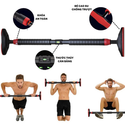 Xà Đơn Chống Xoay Gắn Cửa Treo Tường, Xà Đơn Gắn Tường 2025 Kích Thước 73-125cm Đa Năng Tập Cơ Bụng Bằng Thép Phun Sơn Chống Gỉ Có Thước Nivo Cân Bằng