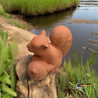Tượng Sóc Gốm Đất Nung - Decor Sân Vườn
