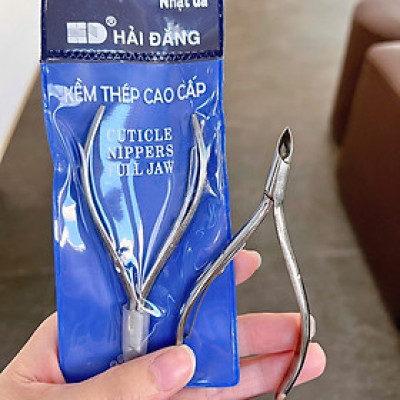Kìm Nhặt Da HẢI ĐĂNG Màu Vàng Trắng Thép Cao Cấp Không Gỉ Làm Nail, Mũi Dài 1.5cm Đầu Vuông, Kềm Bán Nguyệt, Sắc Bén, Bền Lâu Nữ Women