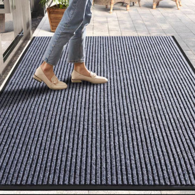 Thảm chùi chân đế chống trượt dạng sọc Stripmate Màu Xám đen & Đỏ đun