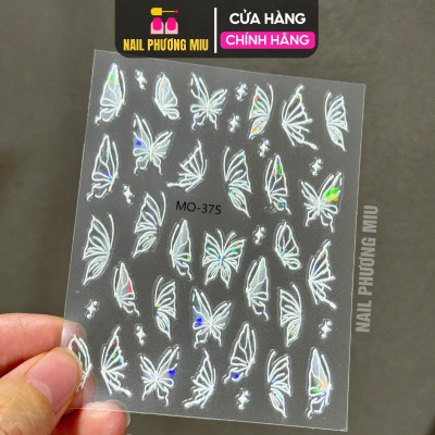 Sticker 5D Bướm Phản Quang Cánh To MO375 Làm Nail Dán Móng Siêu Xinh, Hình Dán Móng Ánh Ngọc Trai Bướm Nổi MOSR Trang Trí Móng Hàn Quốc