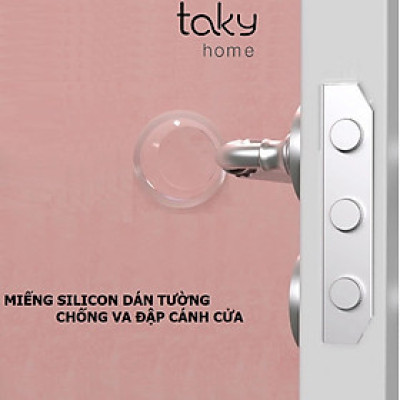 Miếng Đệm Trong Suốt Silicone, Chặn Cửa Dán Tường Không Cần Khoan, Chống Va Đập Cánh Cửa, Mềm Mại Và Siêu Dính. TakyHome 1700tron