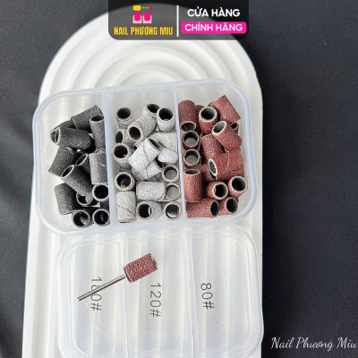 Hộp 60 Đầu Mài Móng Nhám Mịn, Giấy Nhám Chất Lượng Cao, Mài Nhanh, Không Gây Tiếng Ồn, Làm Nail Tiện Lợi Nail Phương Miu