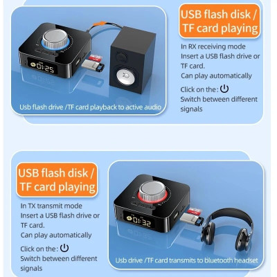 SOAIY Bộ Thu Phát Nhạc Bluetooth 5.0 Hỗ Trợ Kết Nối Aux/RCA WTF/U Disk Đèn Led Kèm Điều Khiển Từ Xa Pin 400mAh M5 - Hàng Nhập Khẩu