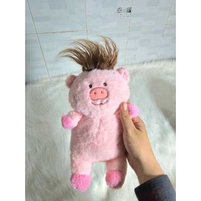 Thú nhồi bông heo tóc xù đáng yêu - Size 25cm - Quà tặng gấu bông hồng có tóc tạo kiểu mềm mịn.