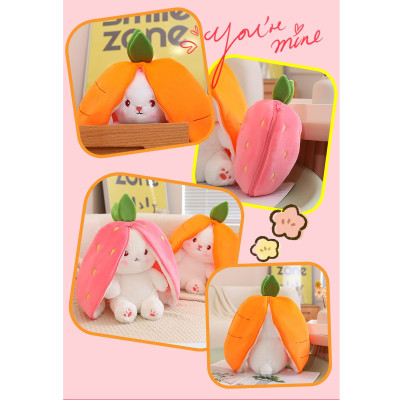 Gấu bông thỏ cà rốt 2 in 1, thú nhồi bông dâu cosplay cao cấp