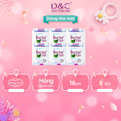 Combo 6 Băng vệ sinh hàng ngày thảo dược Doctor Care 16 cm siêu khô thoáng cả ngày dài