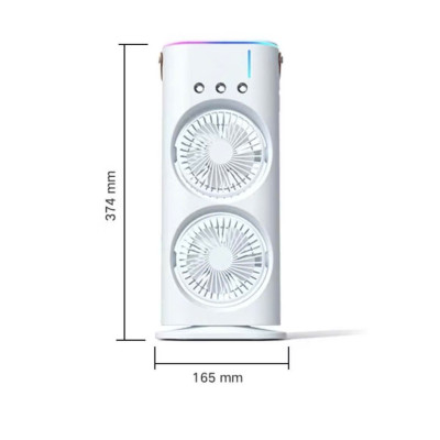 Quạt Điều Hoà 2 Cánh Gió Tạo Độ Ẩm, Phun Sương Làm Mát, Tích Điện 4000mAh, Đèn Ngủ Đa Sắc - HÀNG CHÍNH HÃNG MINIIN