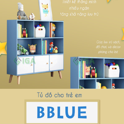 Tủ Sách 3 Tầng Xanh Cánh Trắng - GP141