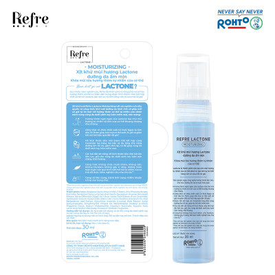 Xịt khử mùi, khóa mùi tỏa hương thơm tự nhiên cơ thể Refre Lactone Moisturizing 30ml