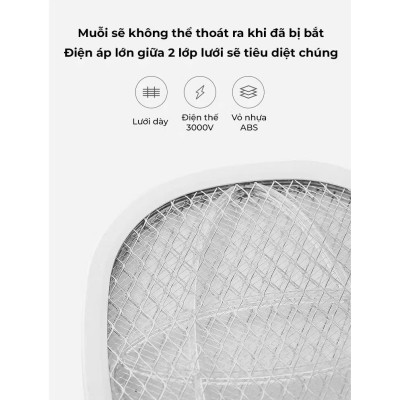 Vợt muỗi kiêm đèn bắt muỗi cao cấp 2 trong 1 tự động thông minh pin 1200mAh sạc 1 lần dùng đến 25 ngày - Hàng chính hãng