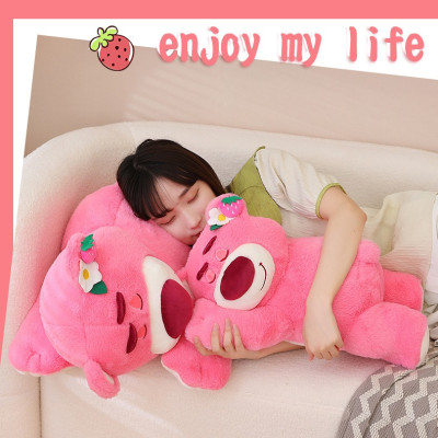 Gấu Dâu Bông Lotso Dâu Huggin Bear Lông Xù Nằm Dễ Thương Mềm Mịn Cao Cấp