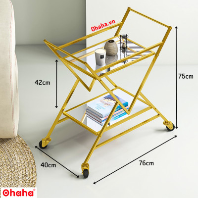 KỆ TRANG TRÍ PHÒNG KHÁCH SANG TRỌNG CÓ BÁNH XE CAO CẤP OHAHA - KTT024