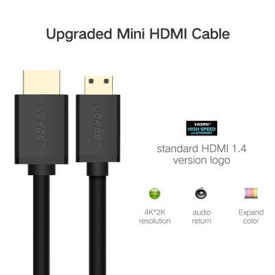 Ugreen UG10117HD108TK 2M màu Đen Cáp chuyển đổi Mini HDMI sang HDMI thuần đồng - HÀNG CHÍNH HÃNG