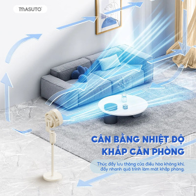 Quạt Điện Cây Masuto MS Smart Air Thông Minh AI, Điều Khiển Bằng Giọng Nói Tiếng Việt, Quạt Mát Ion Âm Bổ Sung Oxy, Điều Hòa Không Khí, Có Remote Từ Xa - Hàng chính hãng