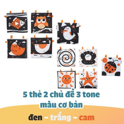Bộ Đồ Chơi Thẻ Vải Lalala Baby 5 Chất Liệu Kích Thích Thị Giác Cho Trẻ Sơ Sinh