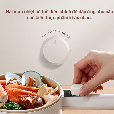 Nồi lẩu điện mini YOICE đa năng công suất 500W, 2 lớp chống bỏng bảo vệ đôi tay của bạn - YDZG1002 - HÀNG CHÍNH HÃNG