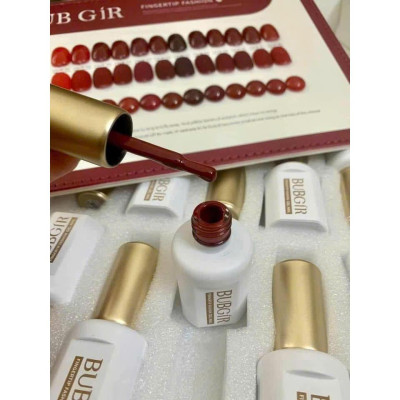 Set Sơn Gel Đỏ BUBGIR 12 Màu Không Ánh Tím Số 25 Chai 15ml Làm Nail Siêu Bóng, Chất Sơn Đặc Mướt, Tặng Bảng Màu BUB GiR Cao Cấp