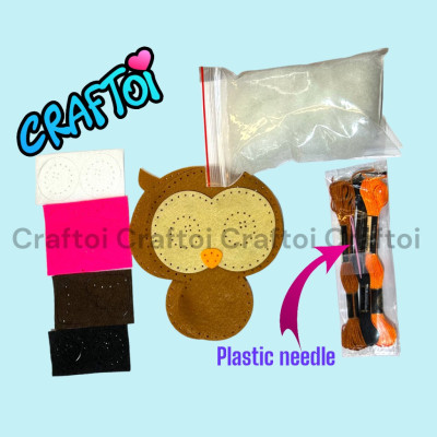 KIM NHỰA Bộ Thủ Công Trẻ Tự Làm Thú Bông 5+ OWL OWLIVIA Craftoi Felt Sewing toy prepunched holes plastic needle