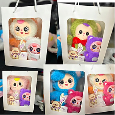 Set hộp quà tặng gấu bông Baby Three đáng yêu - 25cm - Móc khoá baby three 13cm