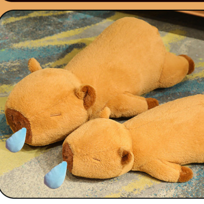 Thú nhồi bông capybara phom nằm đáng yêu - Size từ 60cm đến 90cm - Quà tặng gấu bông chuột lang chảy nước mũi có thể kéo ra được.