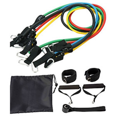 Bộ dây tập thể lực 5 màu dài 120cm làm từ sợi cao su đàn hồi, hỗ trợ các bài tập thể lực tại nhà hiệu quả