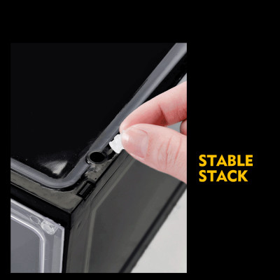 COMBO 3 HỘP ĐỰNG GIÀY NHỰA CỨNG CAO CẤP -NẮP TRONG SUỐT TÍCH HỢP NAM CHÂM HÍT-MÀU ĐEN