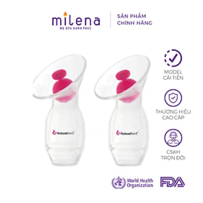 Hai Cốc Hứng Sữa Silicon NatureBond có nút chặn chống đổ sữa, túi nhung cao cấp