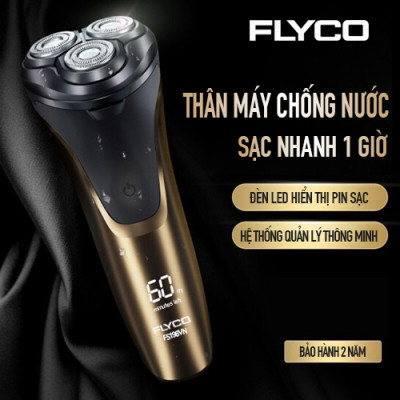 Máy Cạo Râu Flyco 3 Lưỡi Kép Thân Máy Kháng Nước Sạc Nhanh 1 Giờ FS198VN - Hàng Chính Hãng