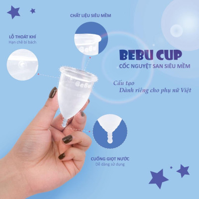 Cốc Nguyệt San BeBuCup Chính Hãng,100% Silicol Y Tế siêu mềm