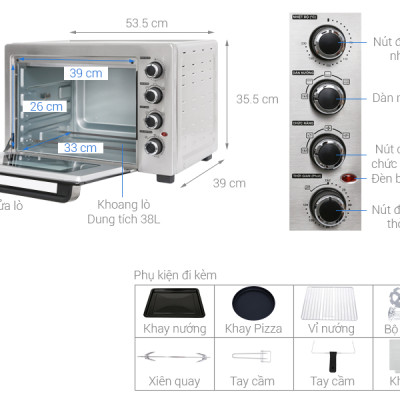 Lò nướng Sharp EO-A384RCSV-ST 38 lít, Công suất 1800W - Hàng chính hãng