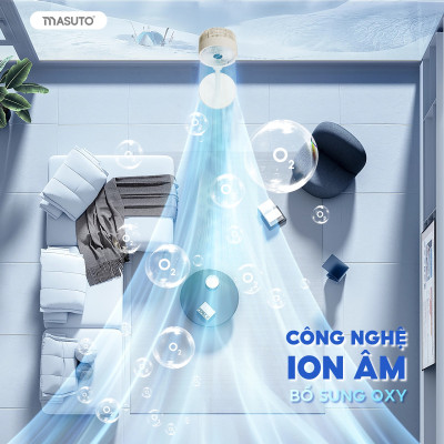 Quạt Điện Cây Masuto MS Smart Air Thông Minh AI, Điều Khiển Bằng Giọng Nói Tiếng Việt, Quạt Mát Ion Âm Bổ Sung Oxy, Điều Hòa Không Khí, Có Remote Từ Xa - Hàng chính hãng