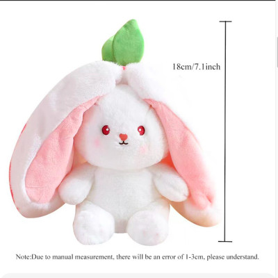 Thú nhồi bông thỏ cà rốt dâu tây 2 trong 1 - Size từ 18 đến 35cm - Quà tặng gấu bông thỏ siêu dễ thương - Gối ôm mềm mịn cho bé