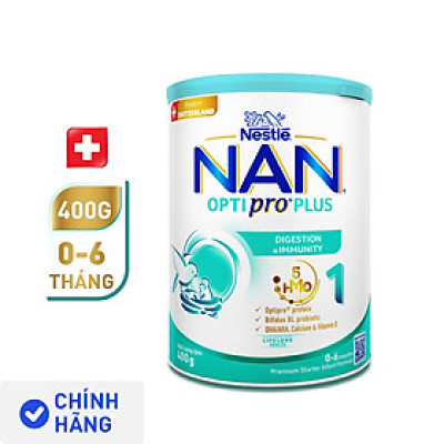 Sữa bột Nestlé NAN OPTIPRO PLUS 1 400G/lon với 5HMO Sản Xuất tại Thụy Sĩ (0 - 6 tháng)