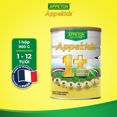 Thùng Sữa dinh dưỡng Appeton Appekidz 1+ dành cho trẻ 1-12 tuổi - 6 Lon 900g