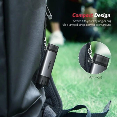 Ugreen UG50706CM185TK Màu Xám Đầu đọc thẻ nhớ TYPE C + USB 3.0 sang TF + SD - HÀNG CHÍNH HÃNG