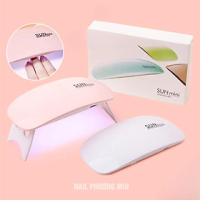Đèn Hơ Móng Tay Sun Mini 6W Gọn Nhẹ 6 Đèn LED UV Trắng Hồng Để Bàn Bỏ Túi Tiện Lợi, Đèn Sấy Móng Tay Nhanh Khô Sơn Bóng Cố Định Charm Đá