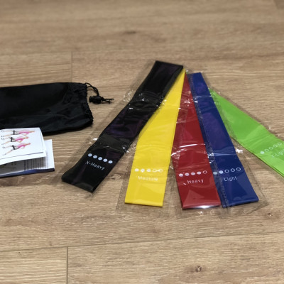 Combo 5 dây đàn hồi tập thể dục, bộ dây kháng lực Miniband + Giấy hướng dẫn sử dụng