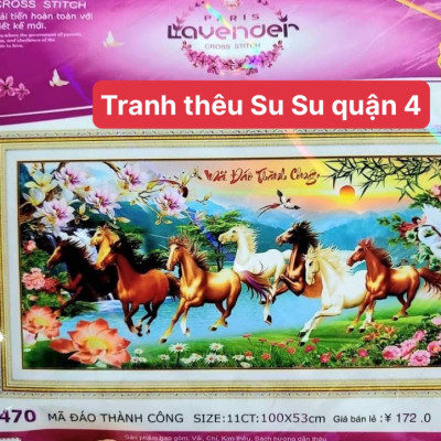 Tranh thêu chữ thập Mã đáo thành công LV3470, kích thước 100 x 53 cm