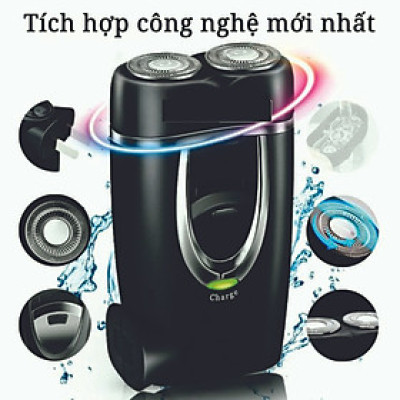 (Tặng kèm 2 lưỡi cạo thay thế) Máy cạo râu mini 2 lưỡi tự mài độ bền cao, sạc điện 220v trực tiếp dễ dàng tiện lợi Hàng Nhập Khẩu