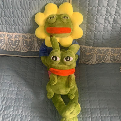 Gấu bông ếch xanh Pepe sad frog 50cm 75cm đội hoa hướng dương siêu bựa dành cho vozer