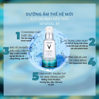 Dưỡng Chất Khoáng Cô Đặc Phục Hồi Và Bảo Vệ Da Vichy Mineral 89 (50ml) tặng kèm băng đô mèo xinh xắn