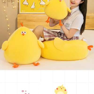 Thú nhồi bông gà tròn vo êm mịn - Size từ 45cm đến 60cm- Quà tặng gấu bông gà mặt thộn dễ thương - Gối ôm mềm mịn cho bé.