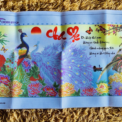 Tranh thêu chữ thập Cha mẹ LV3061, tranh thêu 3D, kích thước 88*43 cm