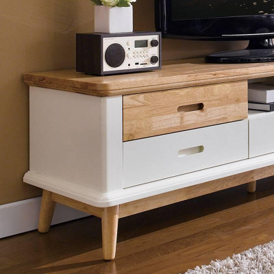 Tủ TV 5 Ngăn Kéo Vivid Gỗ Tự Nhiên Ibie LV5KVIVR - Trắng (160 x 42 cm)