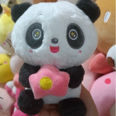 Thú nhồi bông gấu trúc êm mịn - Size 22cm- Quà tặng gấu bông gấu trúc ôm hoa dễ thương - Gối ôm mềm mịn cho bé.