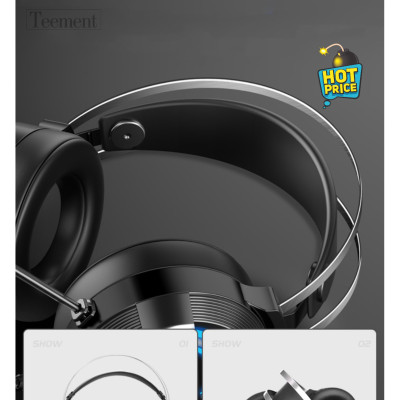 Tai Nghe Chụp Tai Máy Tính Teement TM01 Gaming MC Q9 Có Đèn Led Đổi Màu, Mic Đàm Thoại, Headphone Chơi Game Trên Laptop, Pc - Hàng Chính Hãng