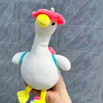 Thú nhồi bông ngỗng trắng đội mũ đáng yêu - Size 25cm - Quà tặng gấu bông vịt trắng êm mịn cho bé